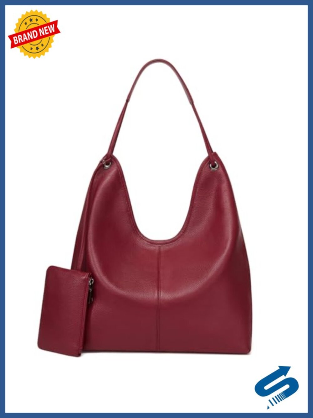 Genuine Leather Large Hobo Slouchy Shoulder Bag Pouch